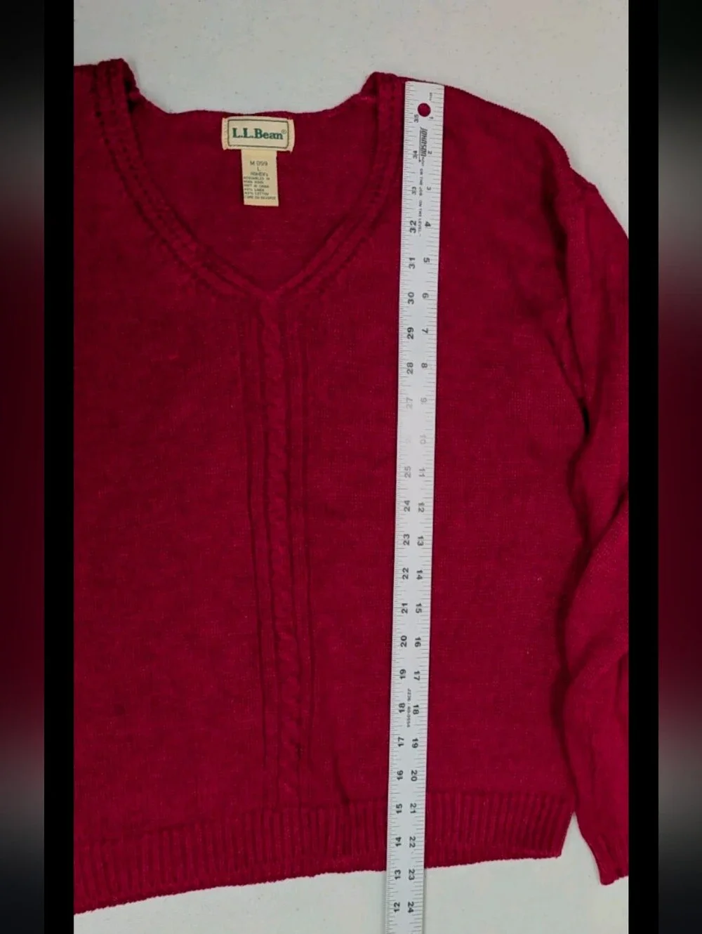 LL Bean V Neck Pullover Sweater Long Sleeve L Fisherman Coastal Outdoor #drs17